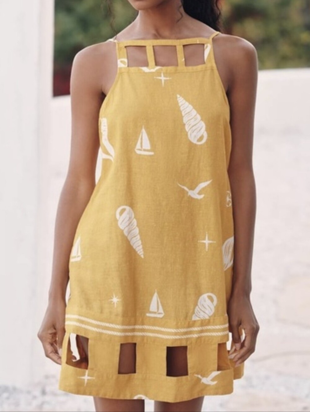Anthropologie Celandine Square Neck Cutout Mini Dress